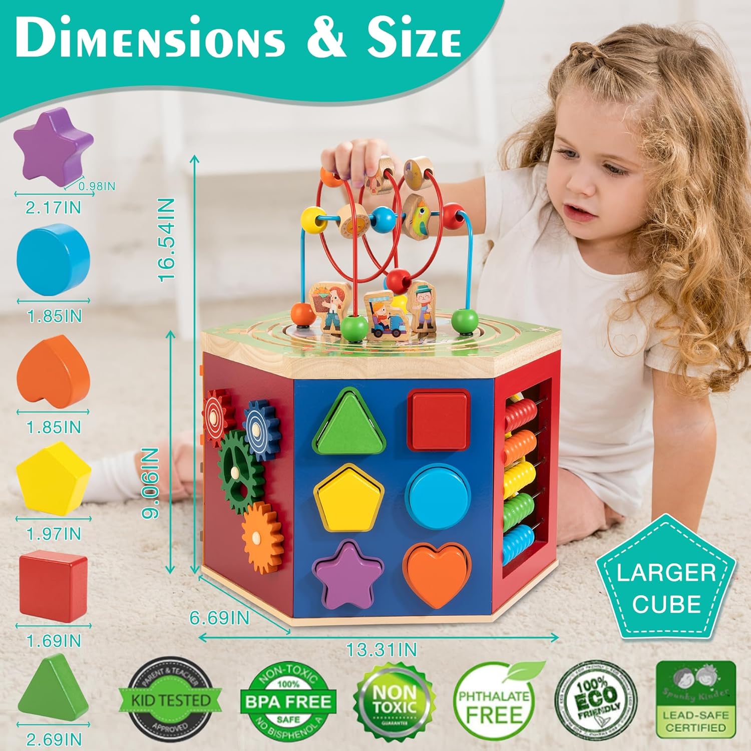 9-in-1 Wooden Farm Activity Cube – Montessori Toy for Toddlers - Image 5