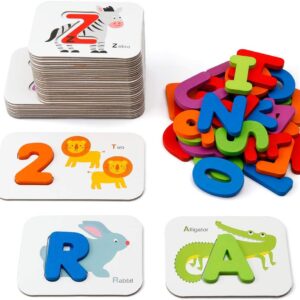 Alphabet and Number Flash Card Puzzle Set – Montessori Matching Game