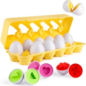 12-Piece Color and Shape Matching Eggs – Montessori Learning Toy for Toddlers