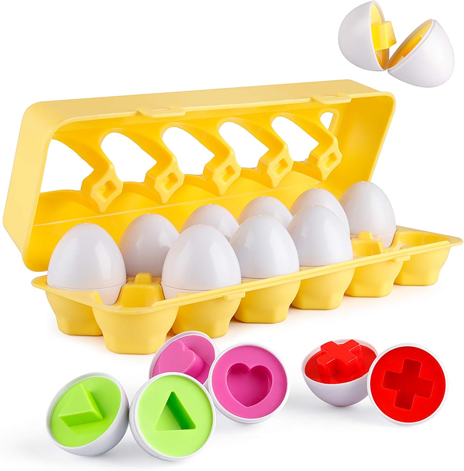 12-Piece Color and Shape Matching Eggs – Montessori Learning Toy for Toddlers