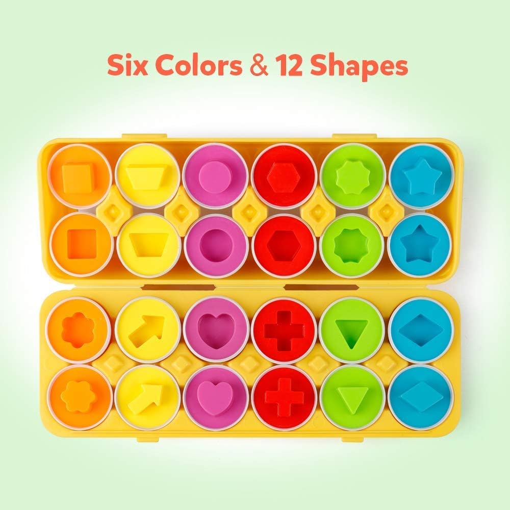 12-Piece Color and Shape Matching Eggs – Montessori Learning Toy for Toddlers - Image 2