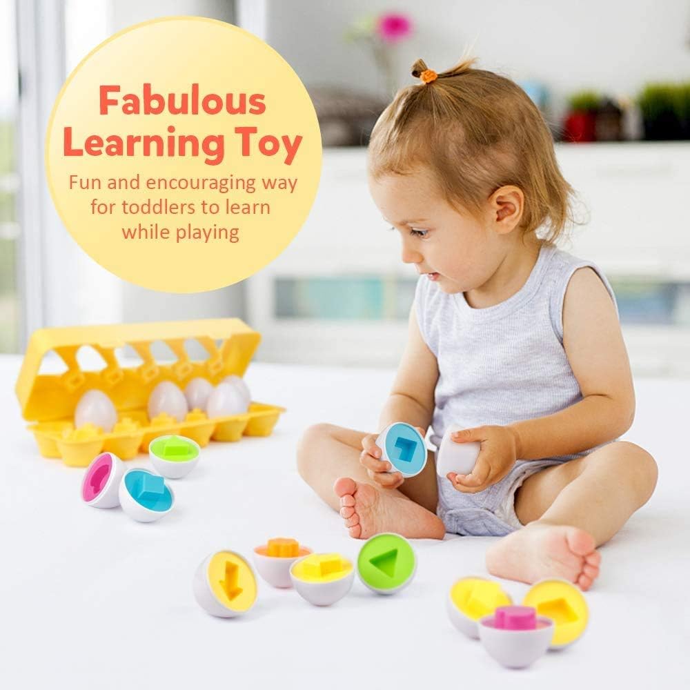 12-Piece Color and Shape Matching Eggs – Montessori Learning Toy for Toddlers - Image 3