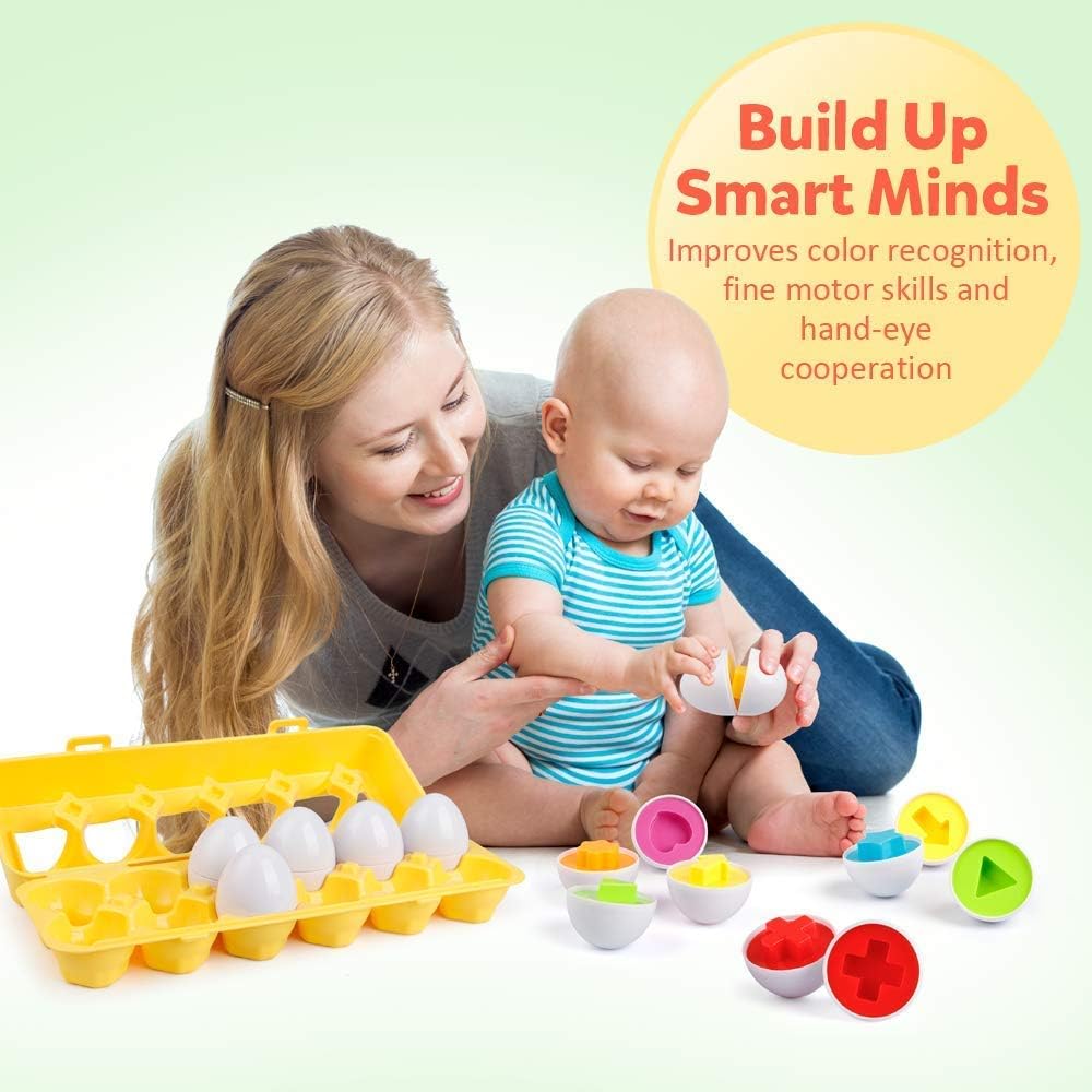 12-Piece Color and Shape Matching Eggs – Montessori Learning Toy for Toddlers - Image 4