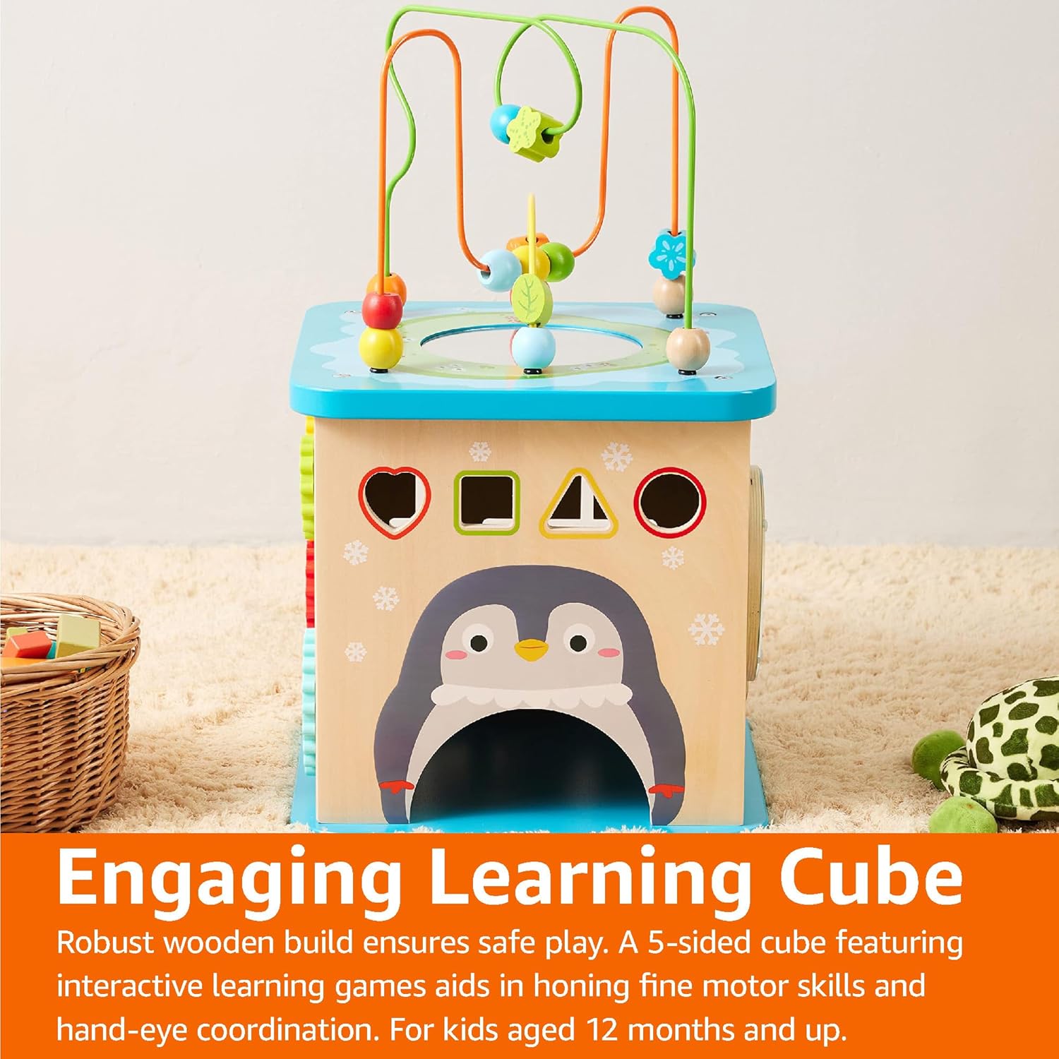 Wooden Activity Cube Toy – 5-in-1 Learning Fun for Toddlers - Image 7